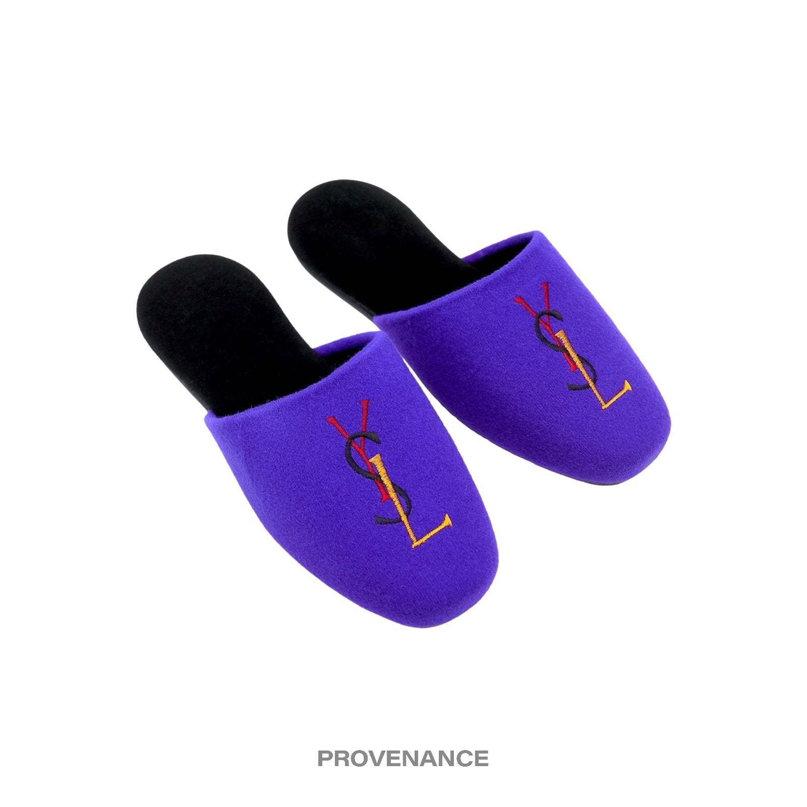 Yves Saint Laurent YSL Velour Logo Slipper - Purple - 1