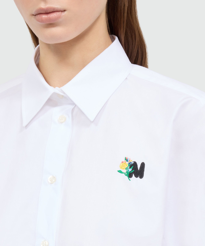 White cropped cotton poplin shirt with chest embroidery 4