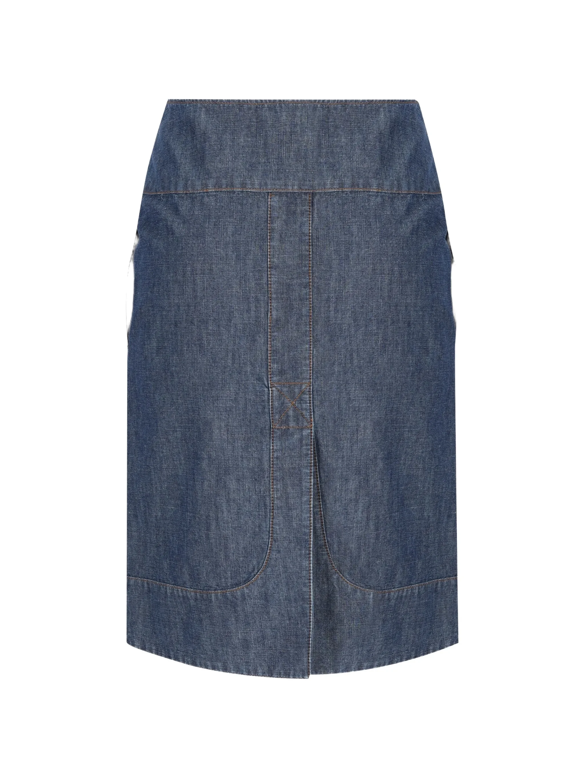 Fendi Zip-fastening Leather-detail Denim Skirt - 1