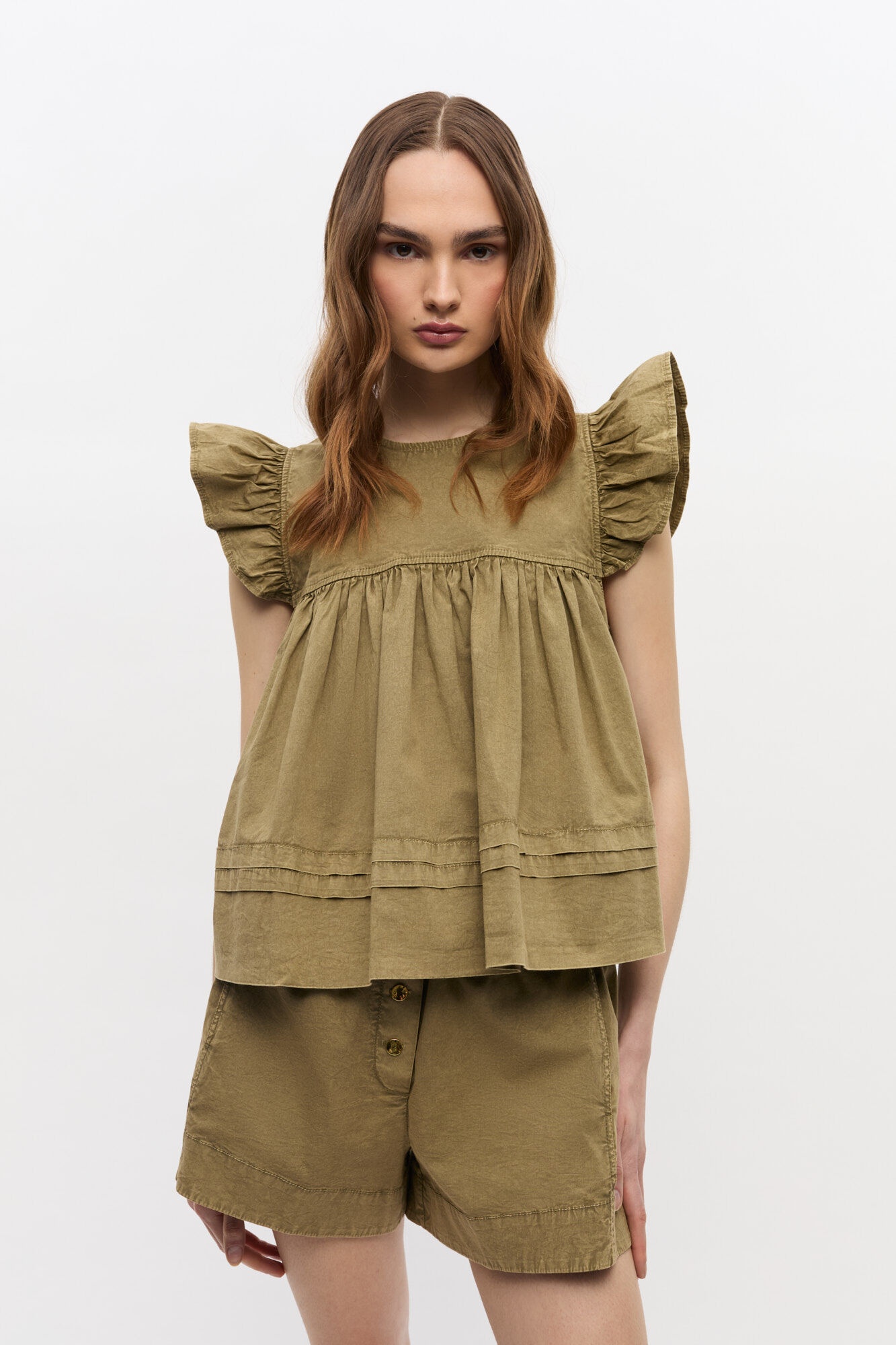 GREEN WASHED COTTON TOP - 2