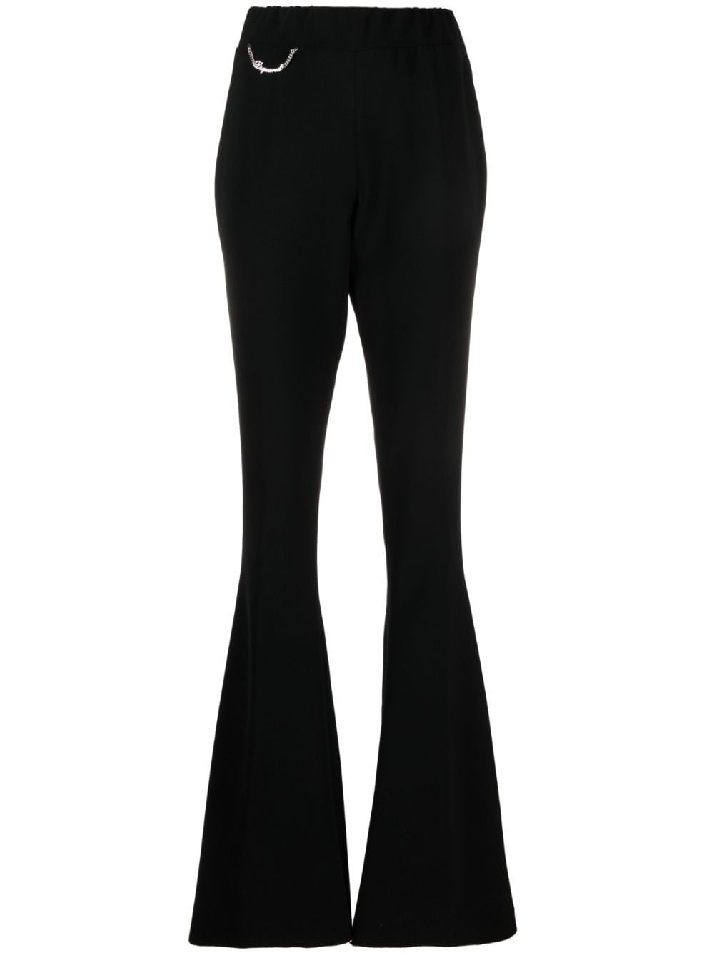 chain-embellished flared trousers - 1