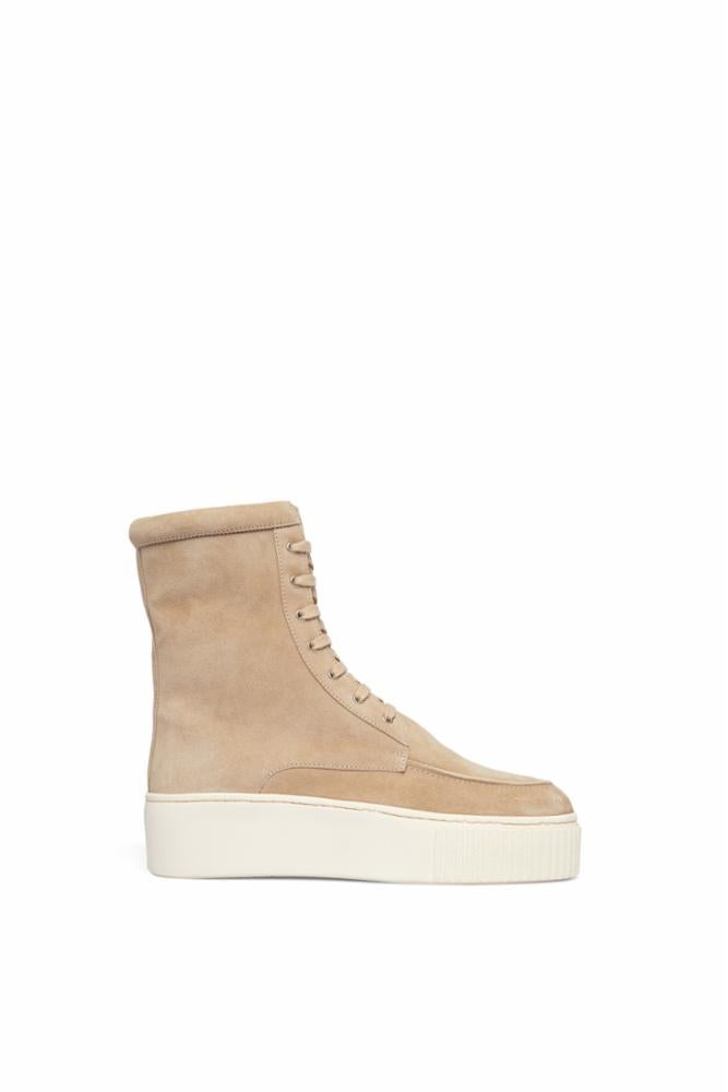 Emanuele Lace Up Boot in Beige Leather - 1