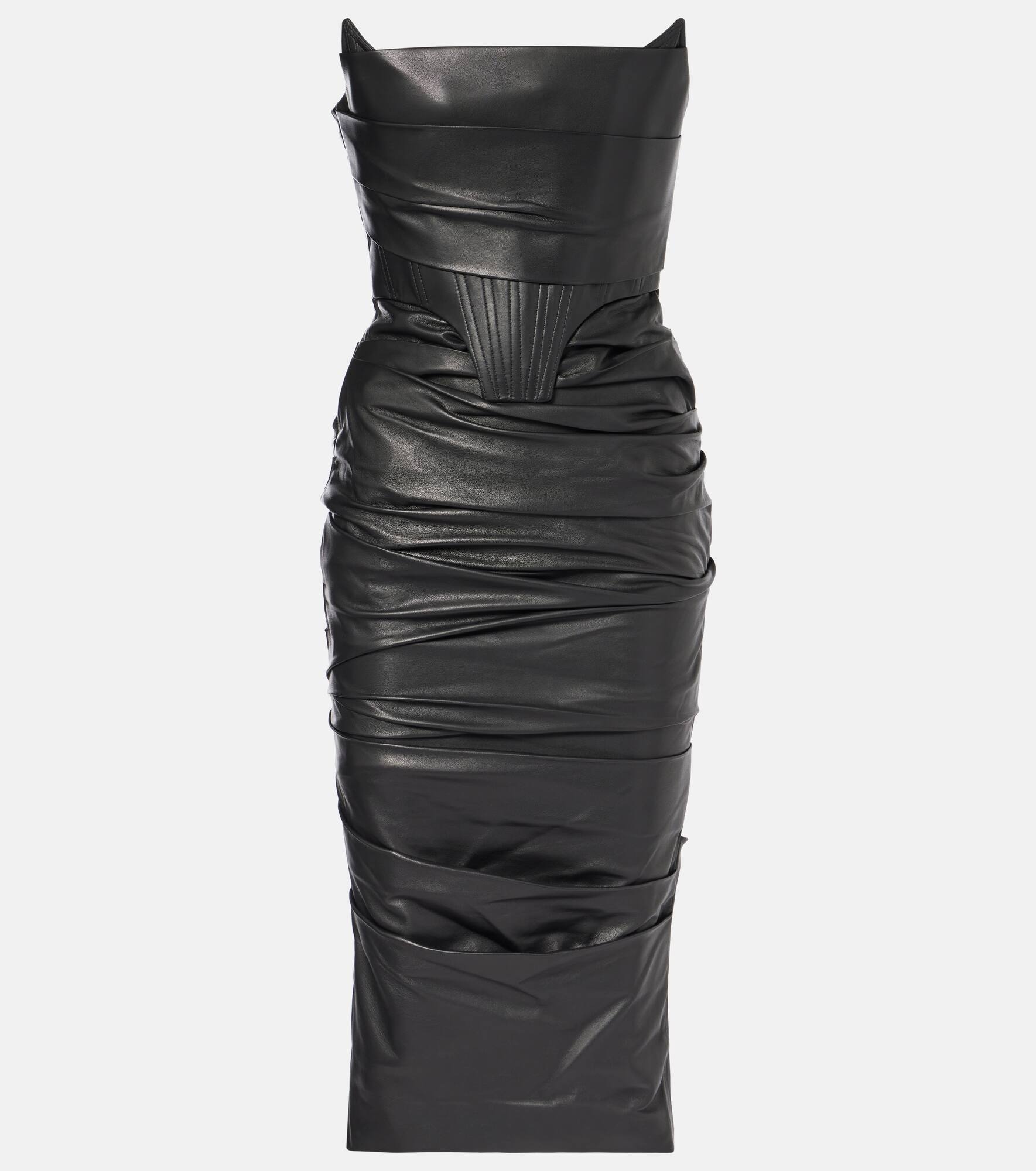 Ruched leather midi dress - 1