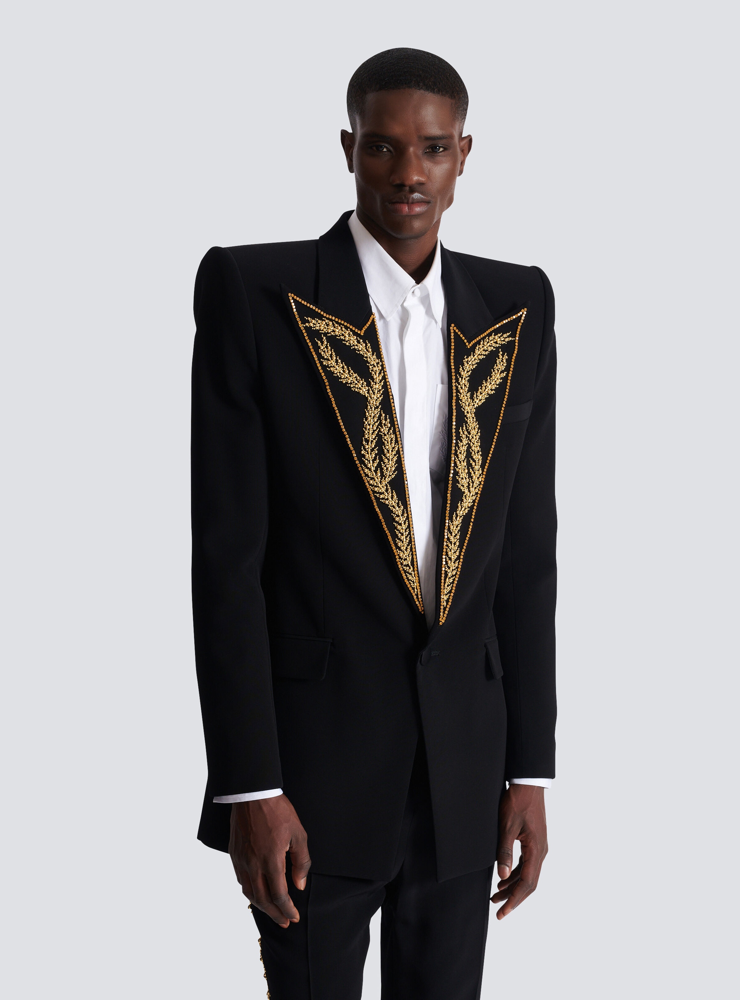 1-button jacket with embroidered collar - 6