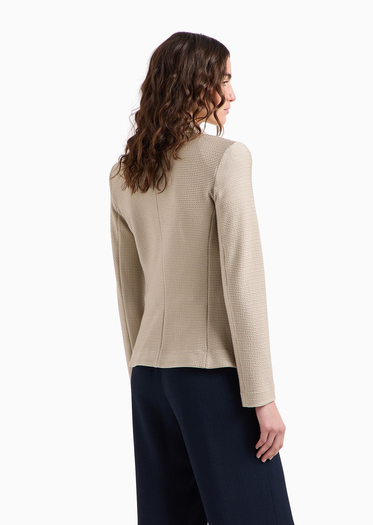 Icon lapel jacket in jacquard fabric with micro-wavy embossed ribbing - 3