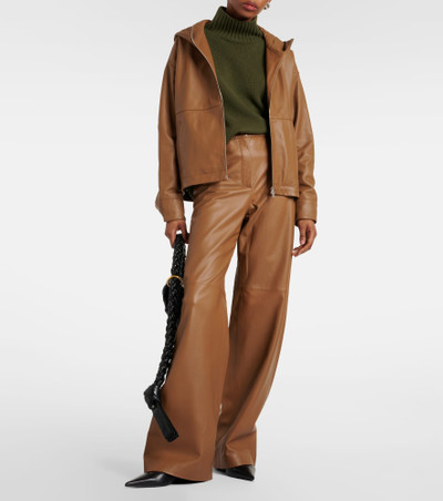 Yves Salomon High-rise leather wide-leg pants outlook