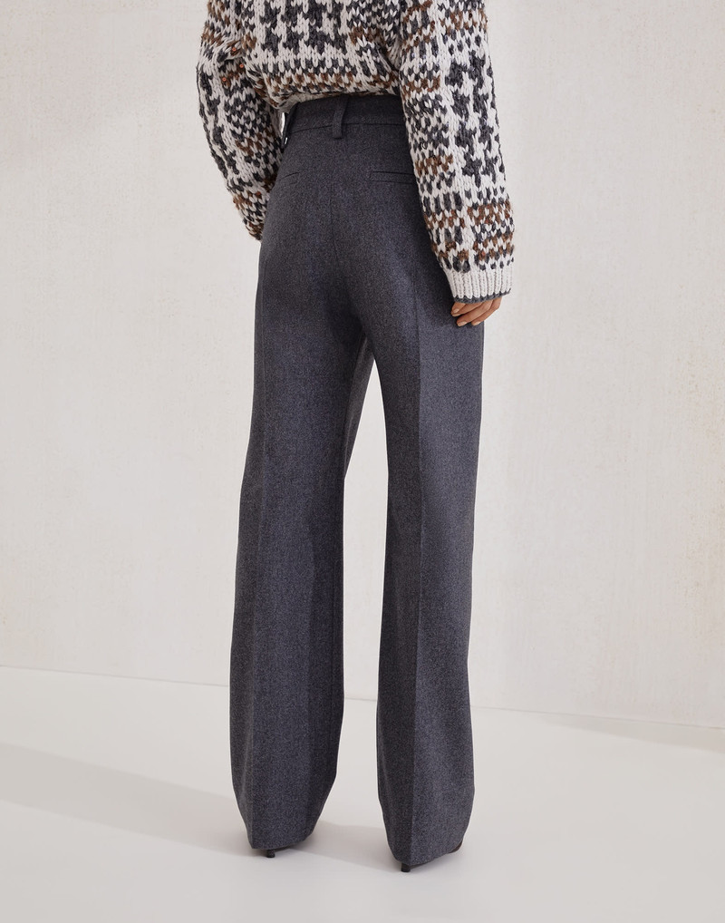 Brunello Cucinelli Virgin wool flannel straight loose trousers outlook