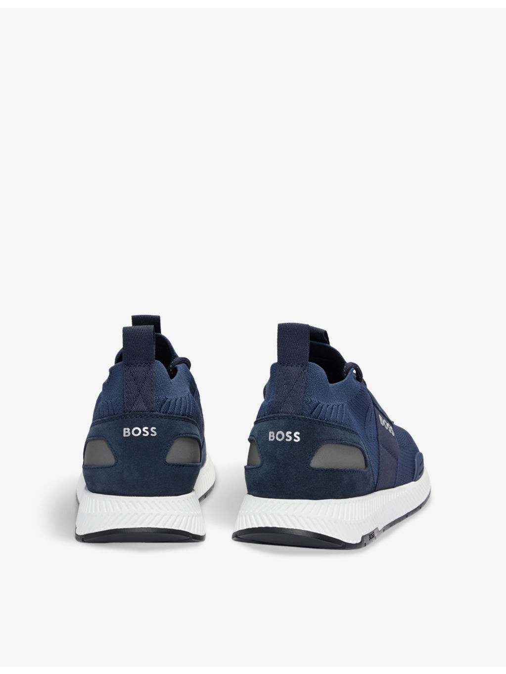 Logo-embossed mesh and suede low-top trainers - 5