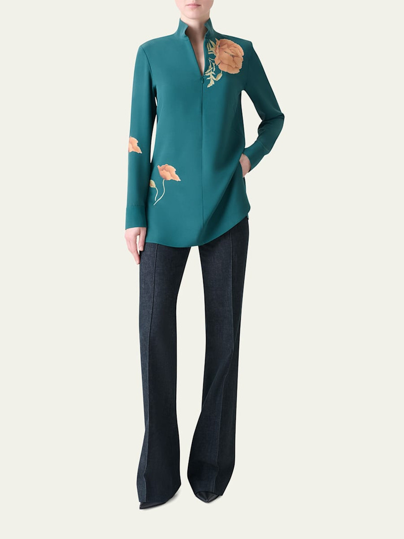 AKRIS Anemone Print Silk Crepe Tunic outlook