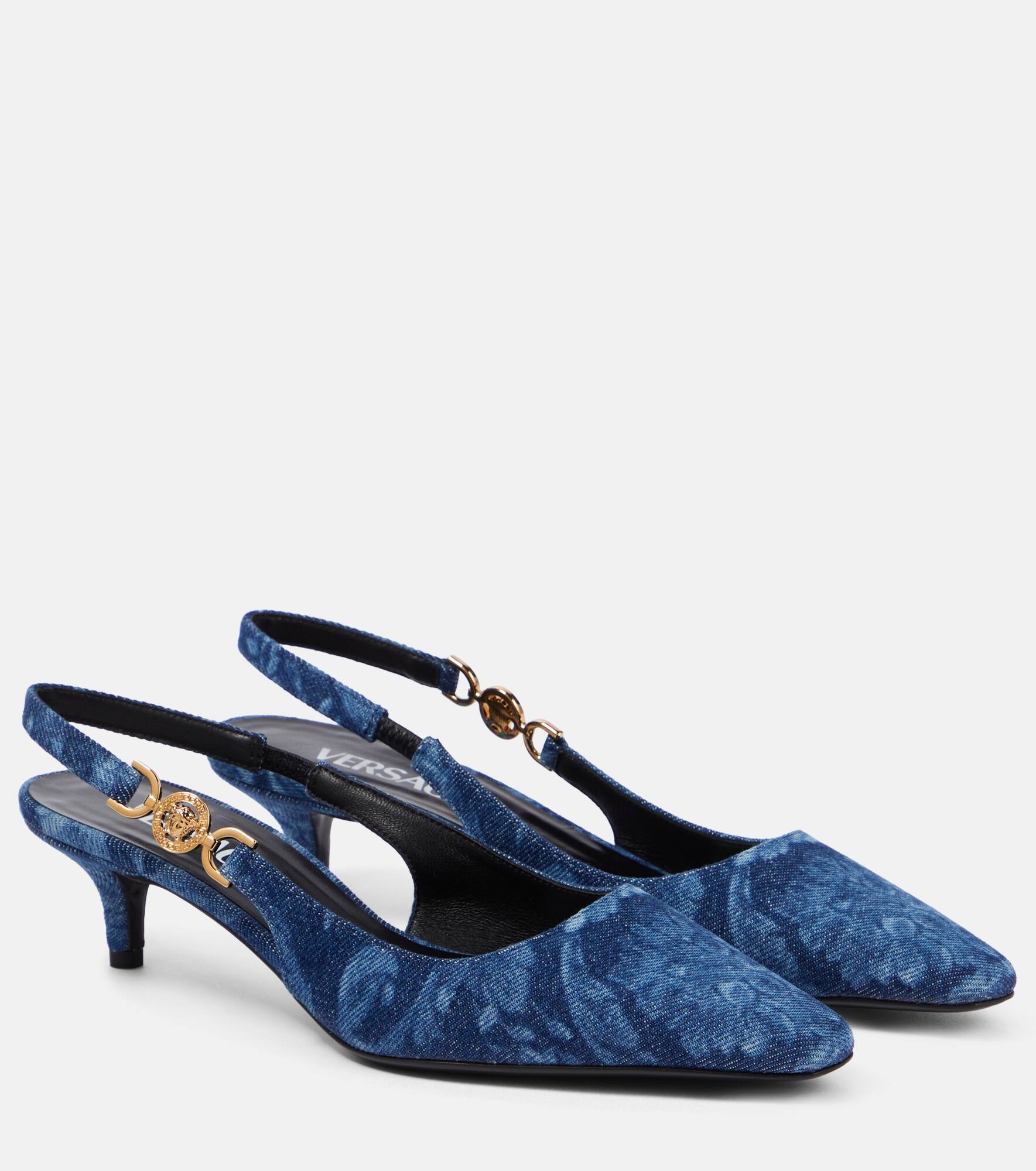 Barocco denim slingback pumps - 1