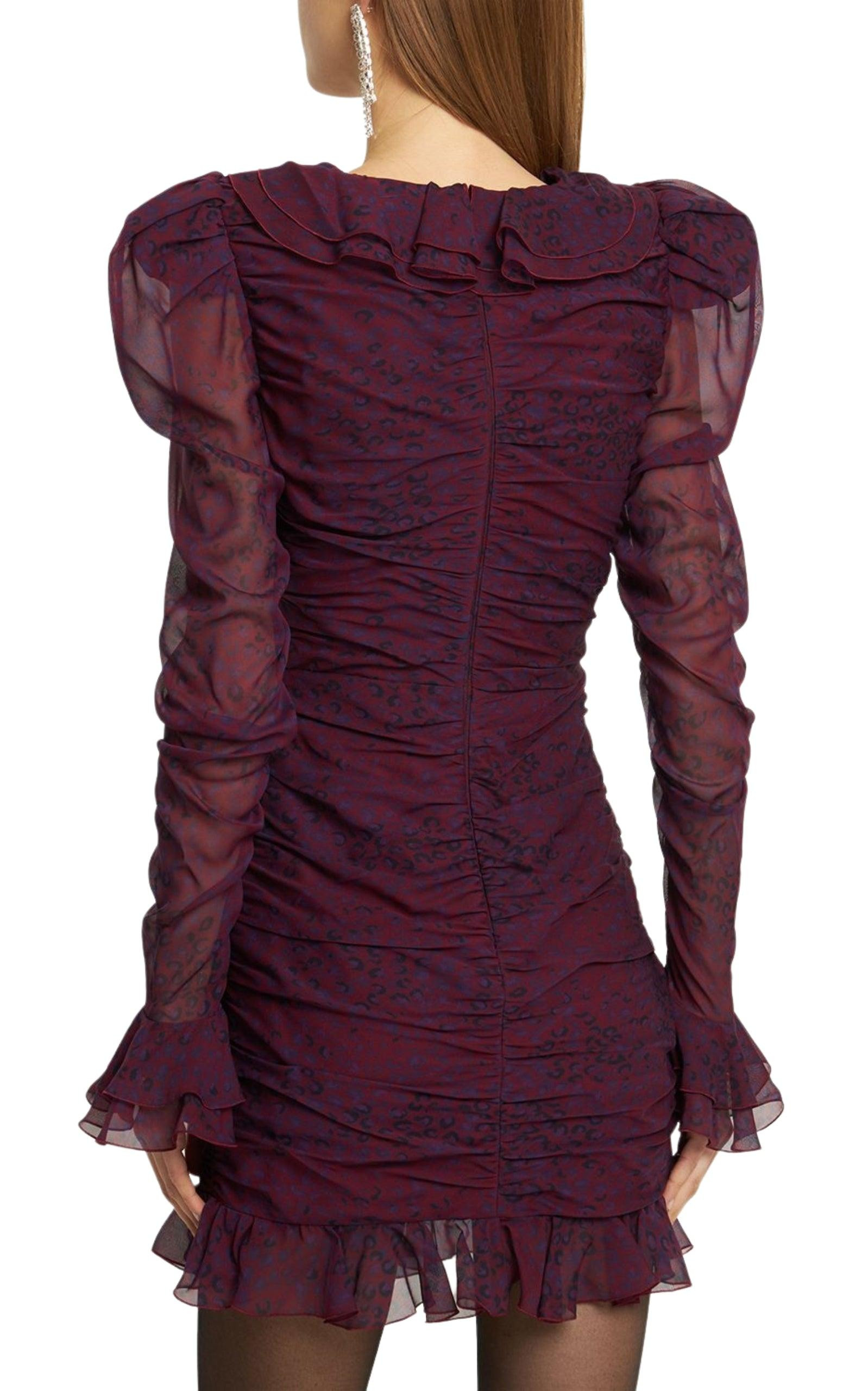 Leopard Print Silk Georgette Mini Dress - 3