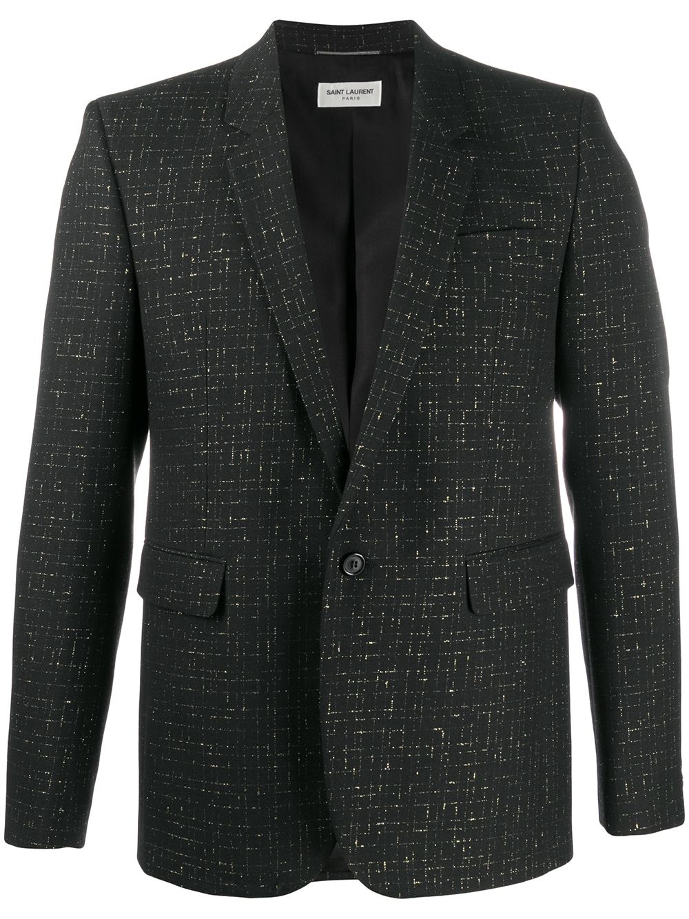 lamé check single-breasted blazer - 1