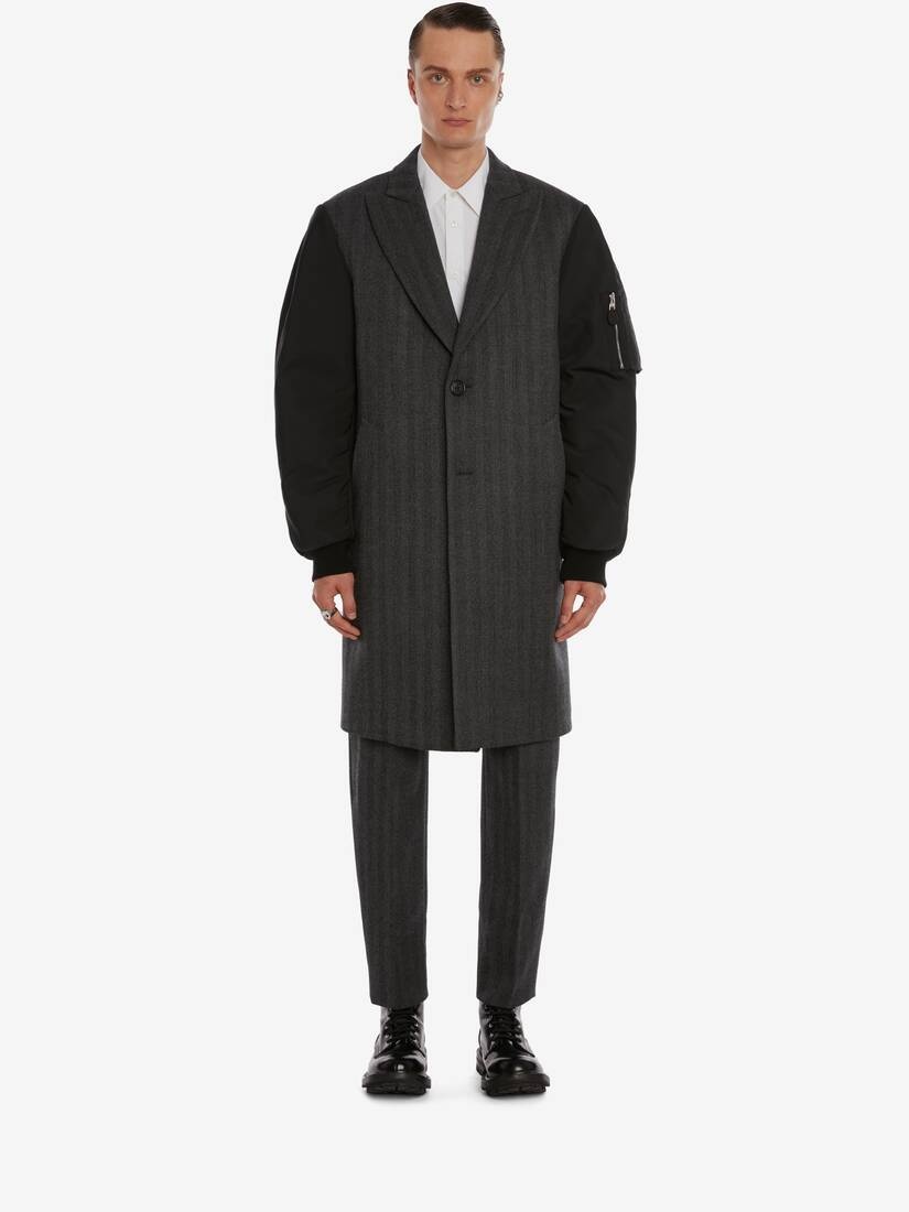Oversize Parka Sleeves Tailored Coat in Grey - 2