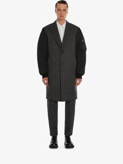 Alexander McQueen Oversize Parka Sleeves Tailored Coat in Grey outlook