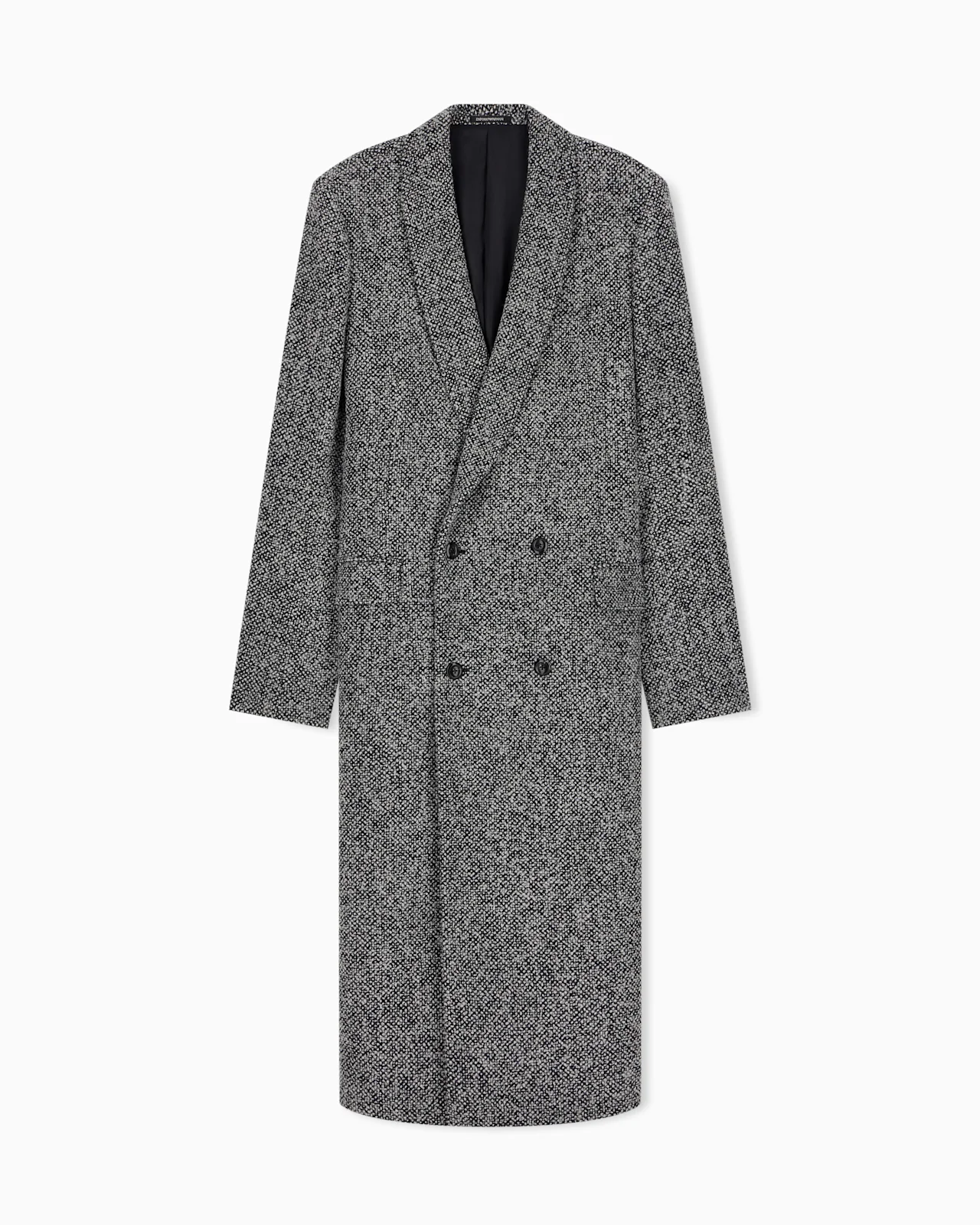 HERRINGBONE WOOL BLEND OVERCOAT WITH NOTCHED LAPELS - 1
