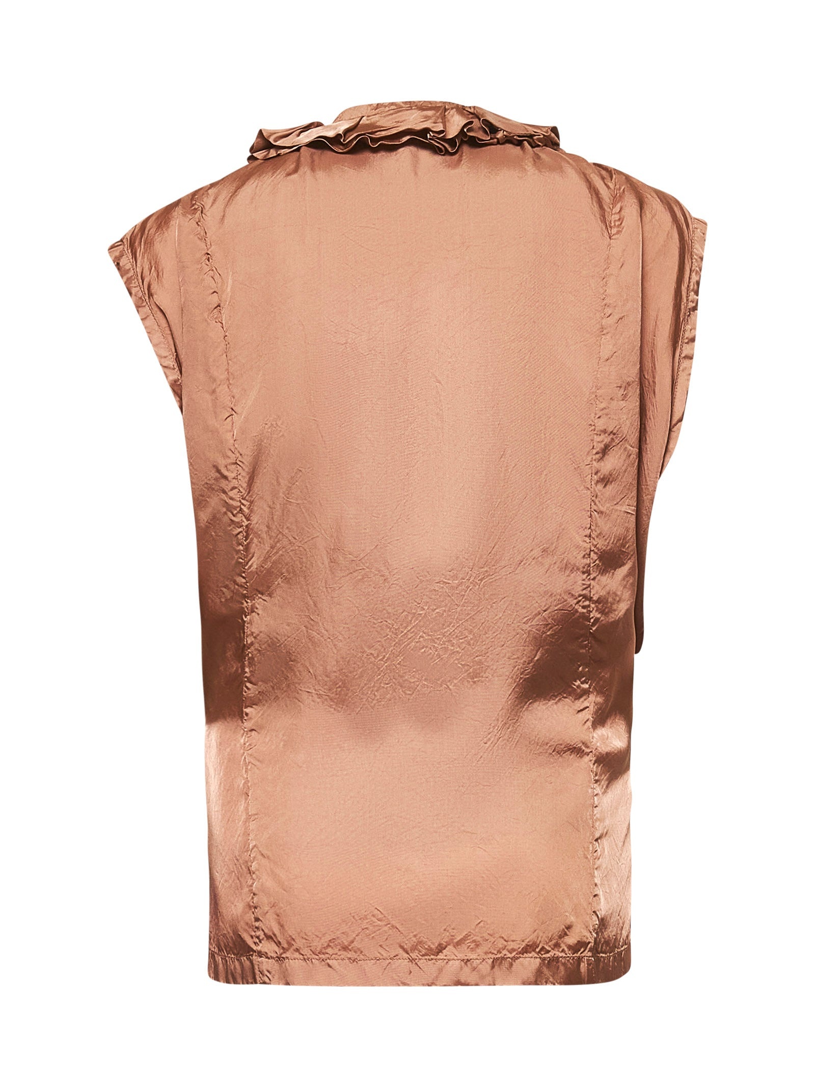 Brown viscose ruffled blouse - 2
