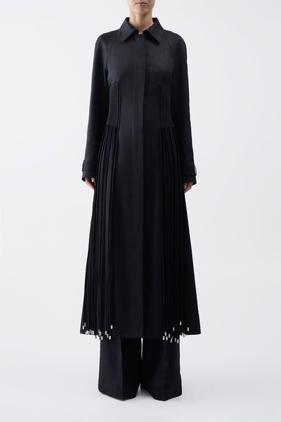 GABRIELA HEARST Torres Fringe Coat in Black Textured Linen outlook
