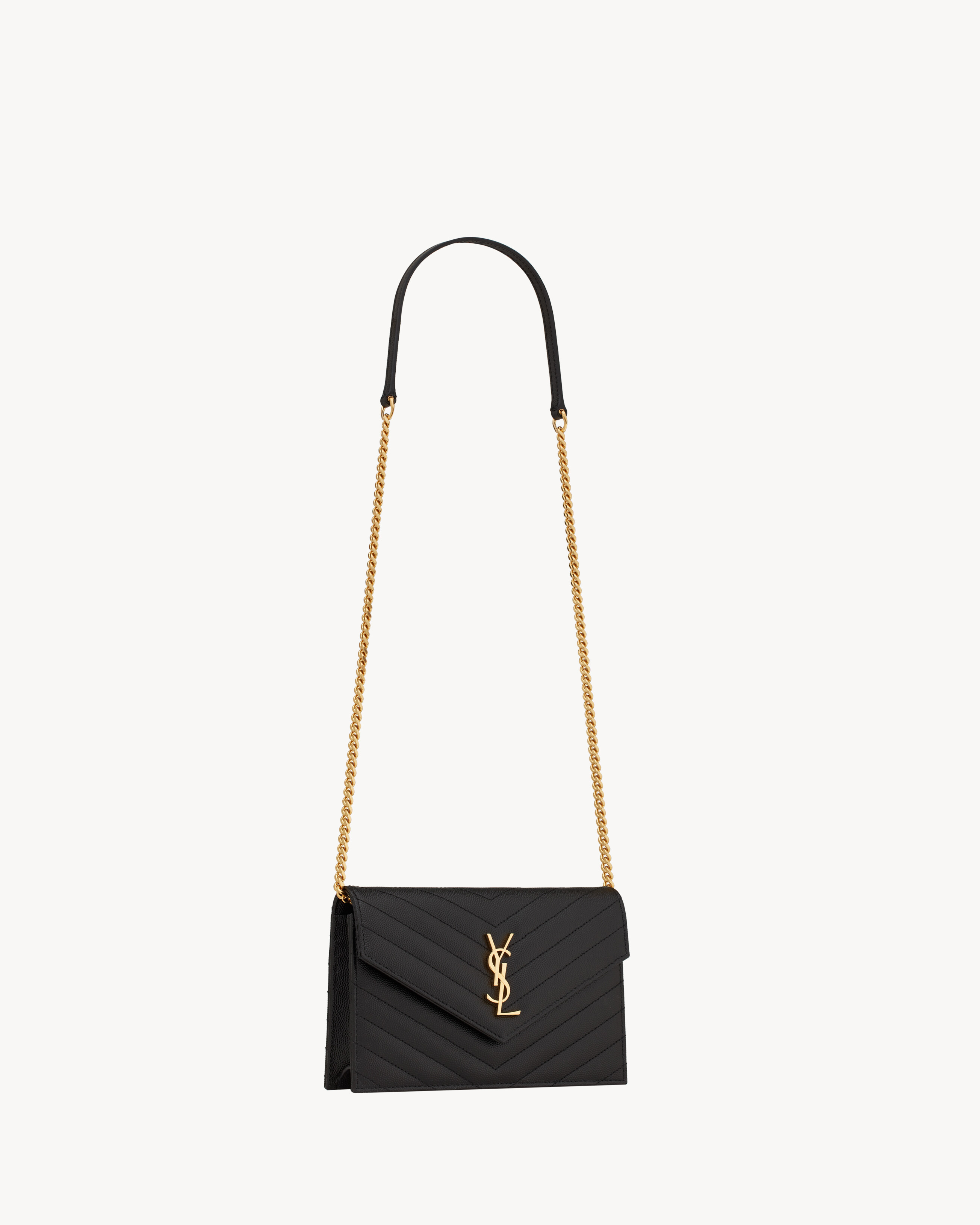 CASSANDRE ENVELOPE CHAIN WALLET IN GRAIN DE POUDRE LEATHER - 3
