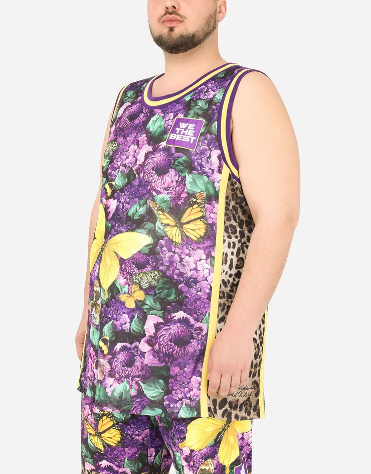 Butterfly-print cotton jersey singlet - 4