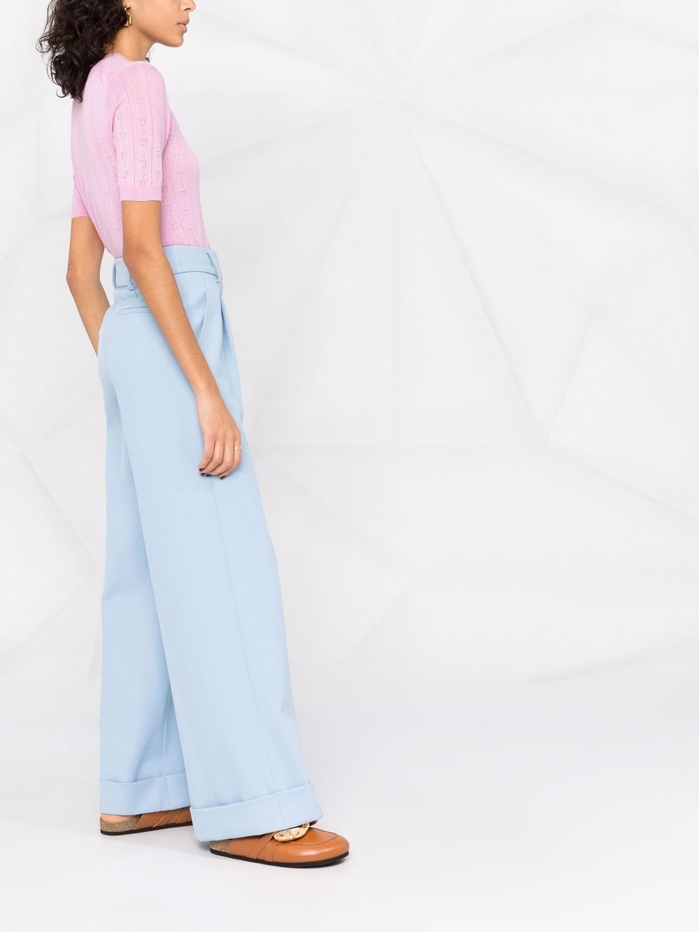 Gancini-pattern short-sleeve knitted top - 4