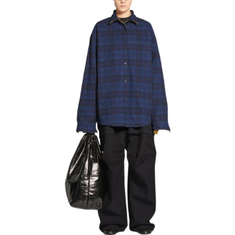 Balenciaga Reversible Oversized Check Overshirt 'Yellow Blue' 720105TNM277660 - 3