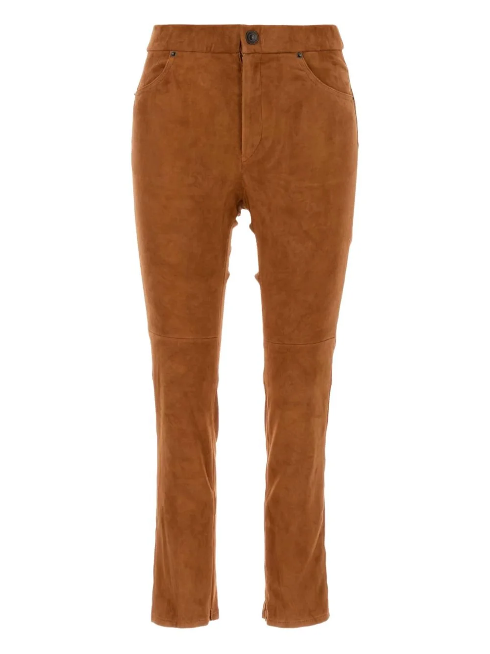 suede back-pockets trousers - 1