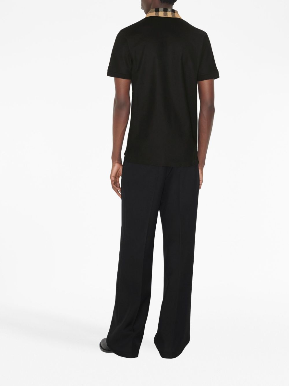 checkered-collar cotton polo shirt - 4
