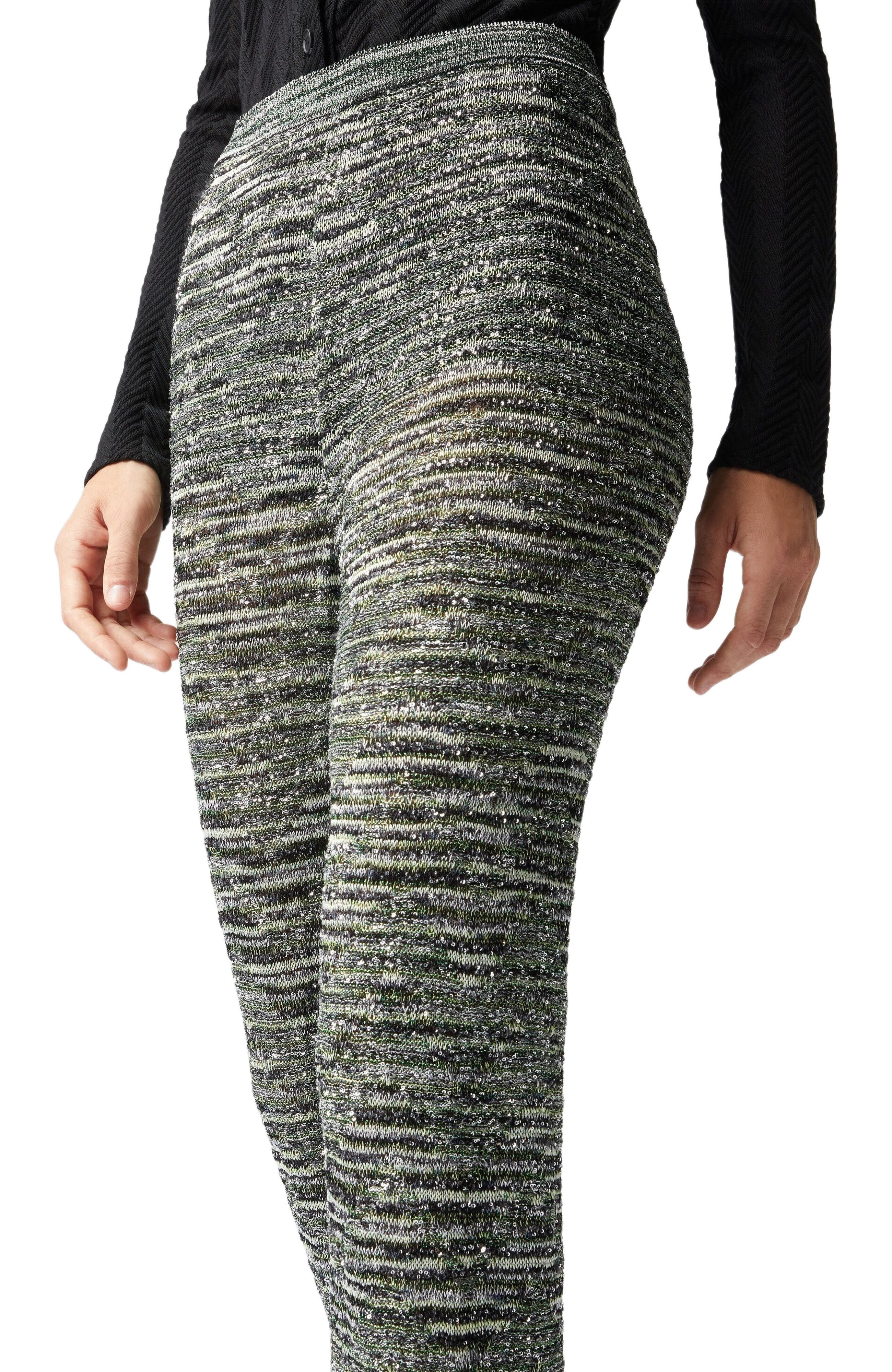 Missoni Flare Trousers In Slub Knit With Sequins in Green & Black at Nordstrom - 4