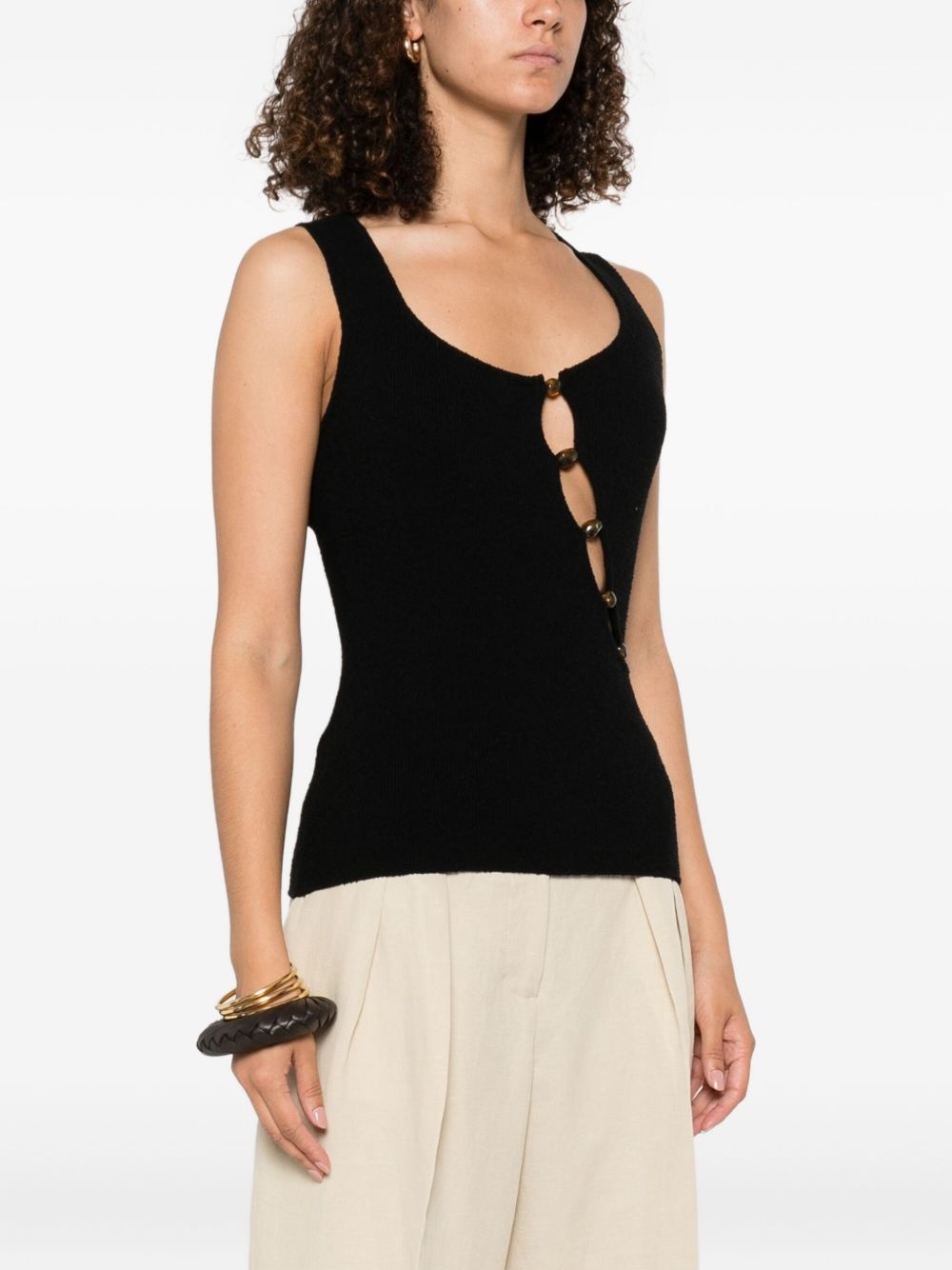 beaded cut-out tank top - 3