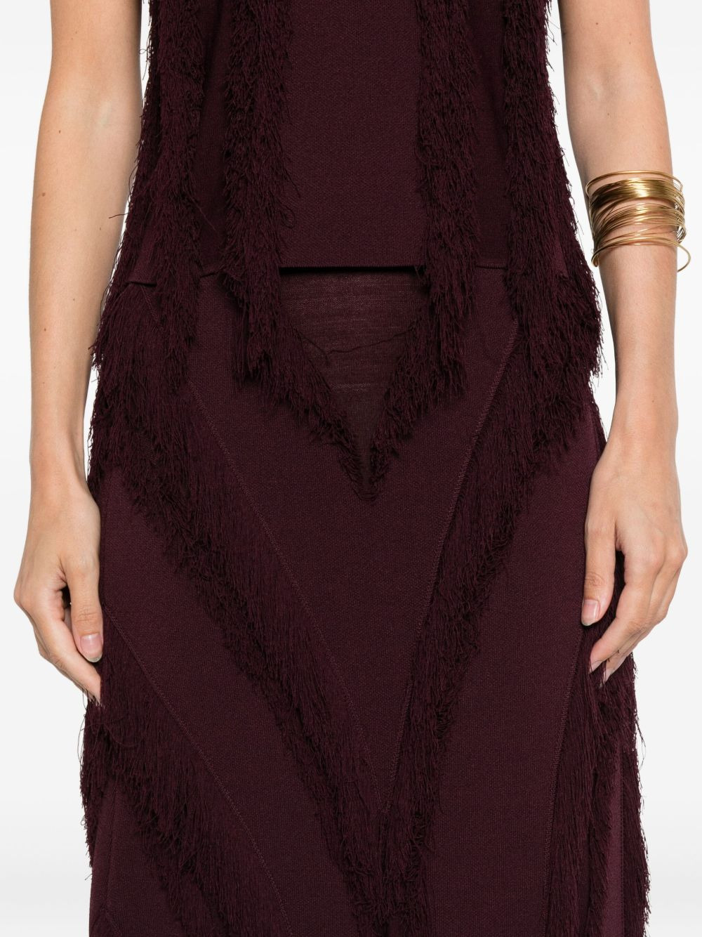fringed panelled midi skirt - 5