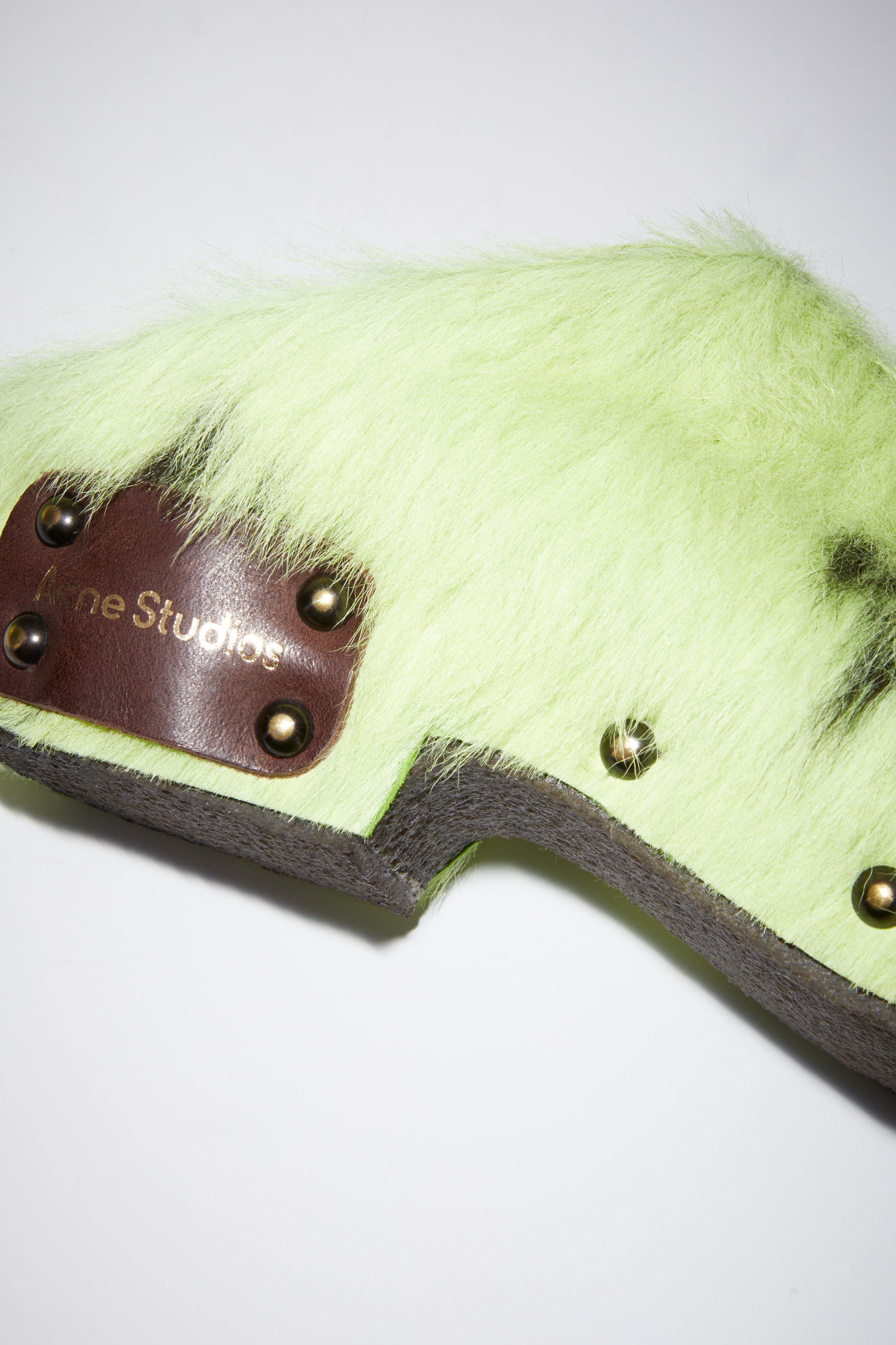 Studded fur mules - Neon green - 6