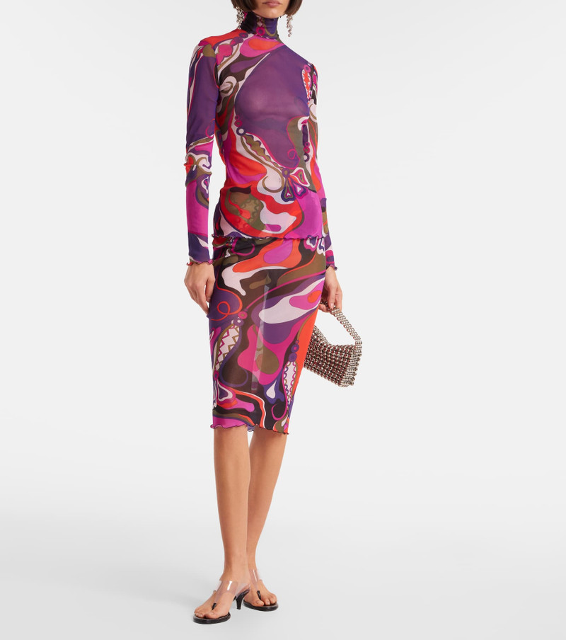 PUCCI Orchidee mesh pencil skirt outlook