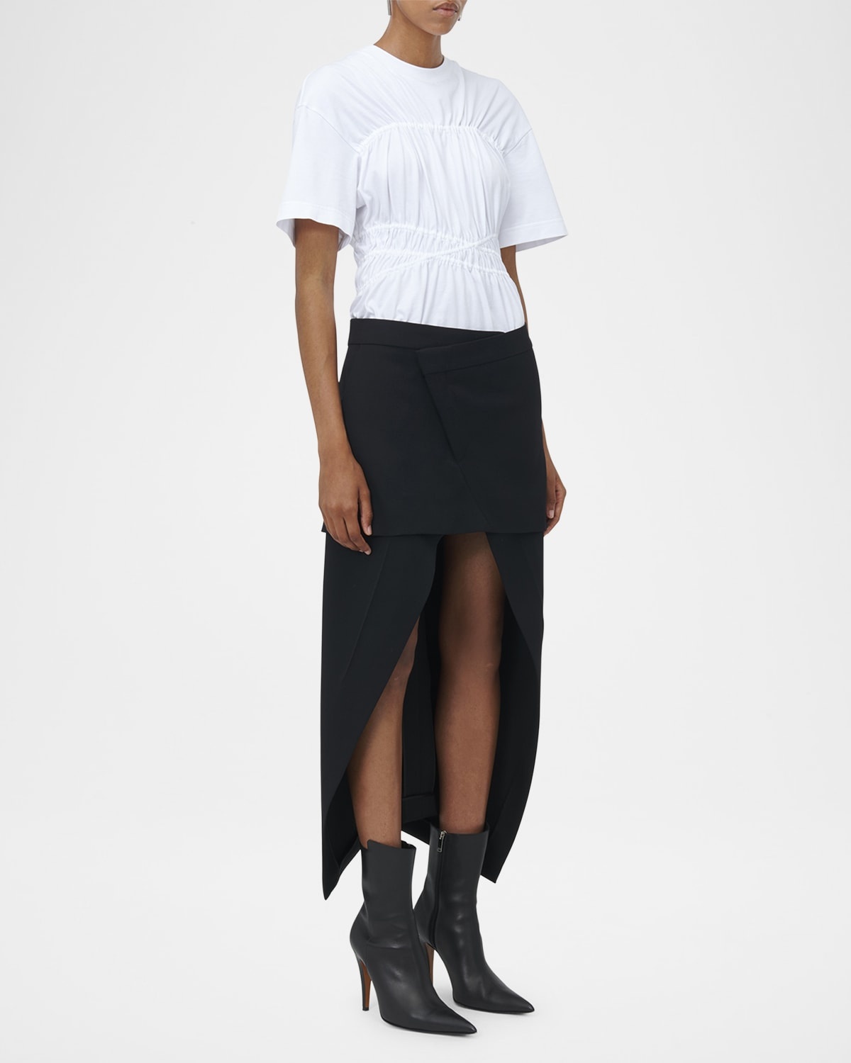 Layered High Low Wool Skirt - 1