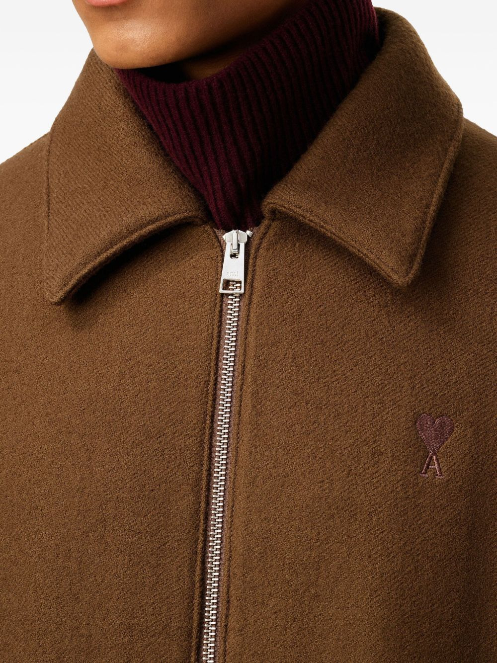 logo-embroidered wool jacket - 6