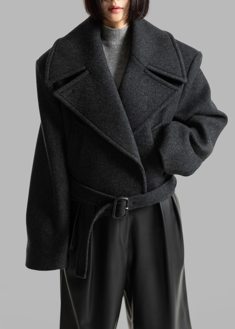 Aumale Cropped Wool Peacoat - Charcoal 8