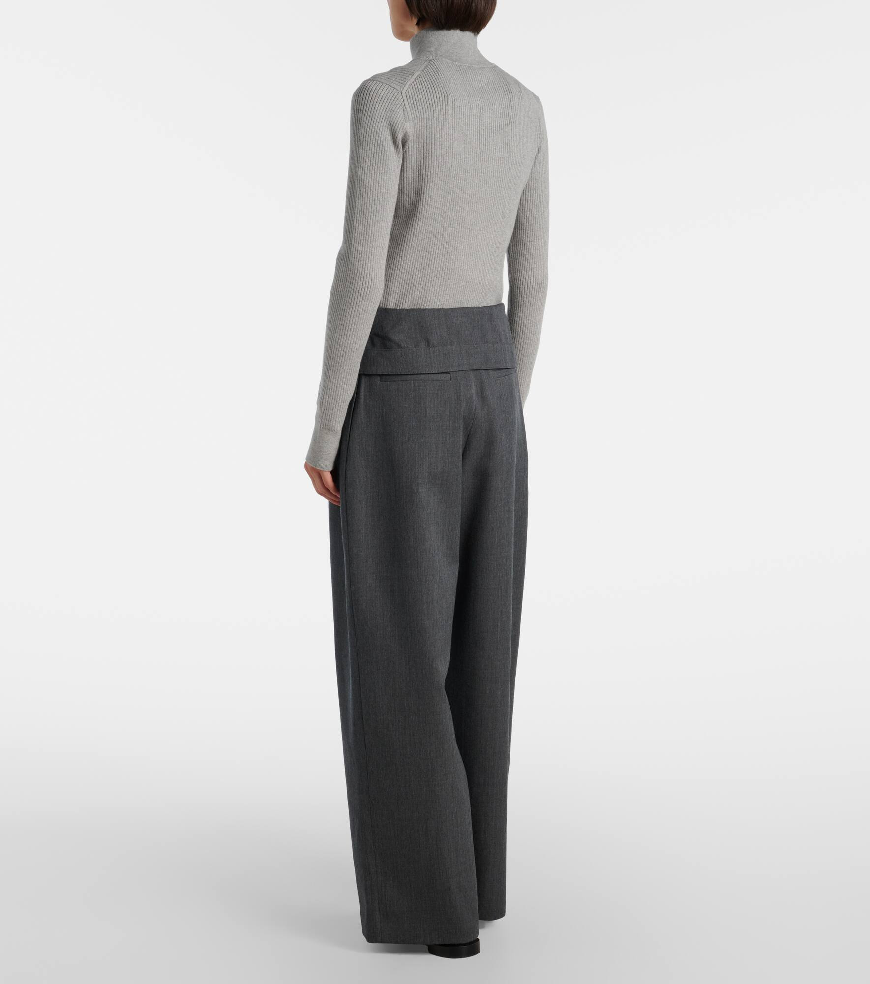 High-rise wool wide-leg pants - 3