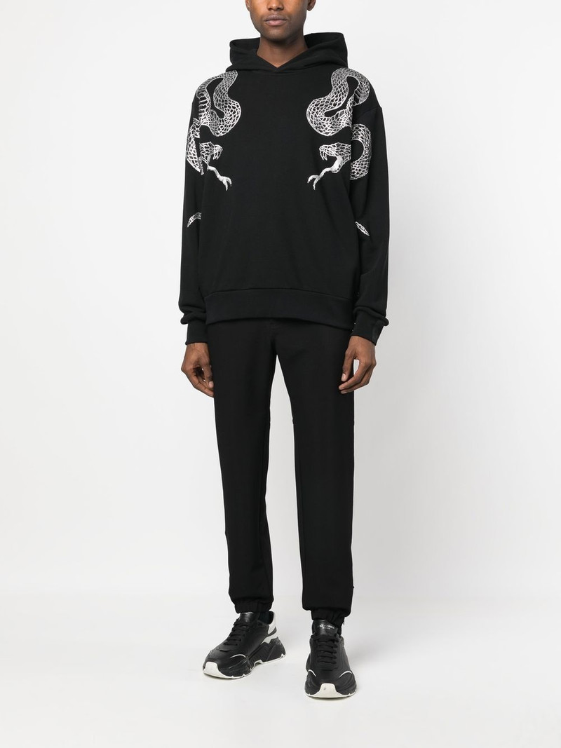 PHILIPP PLEIN embellished snake-print detail hoodie outlook