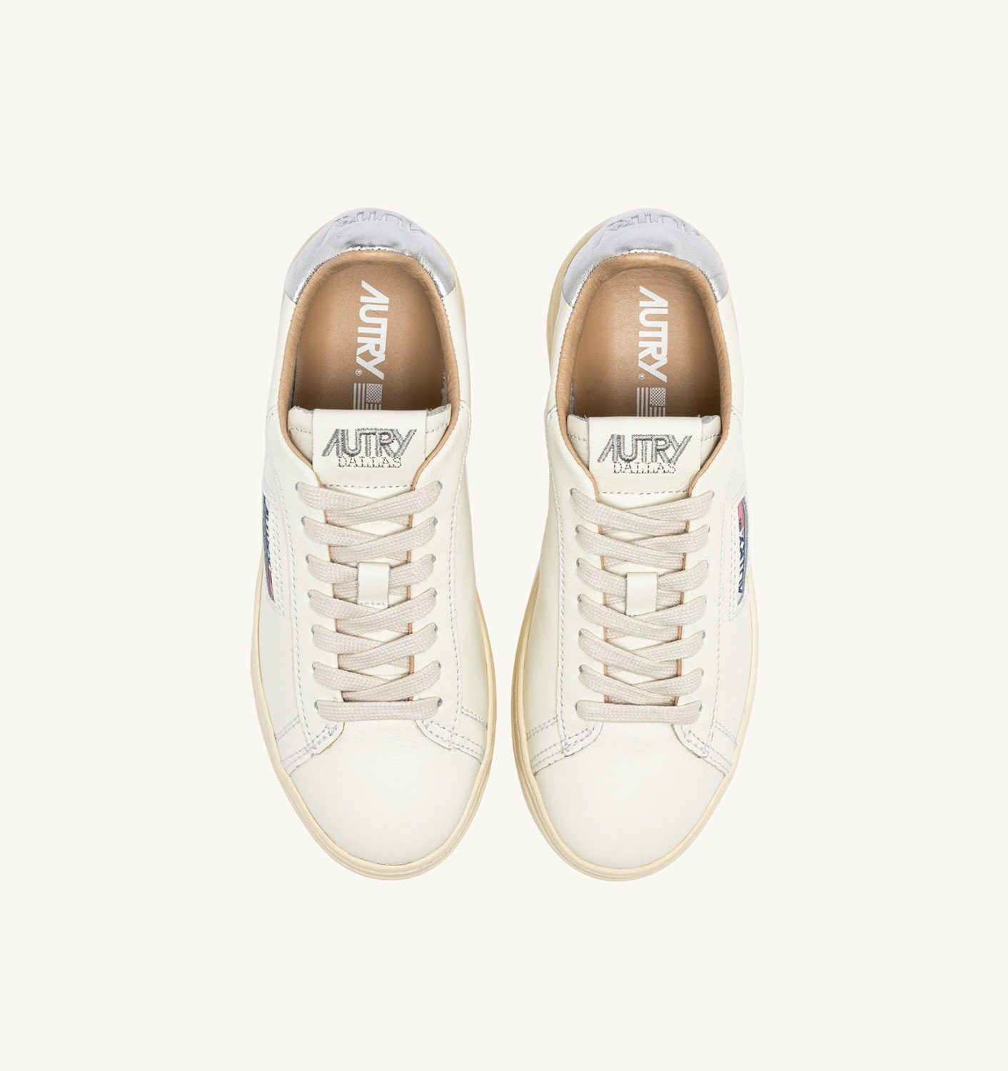 DALLAS LOW SNEAKERS IN WHITE AND SILVER LEATHER - 5