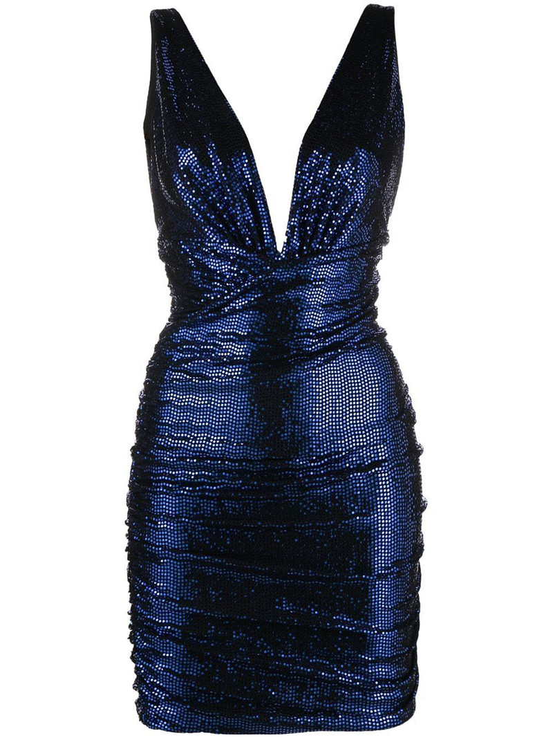 sequinned V-neck minidress - 1