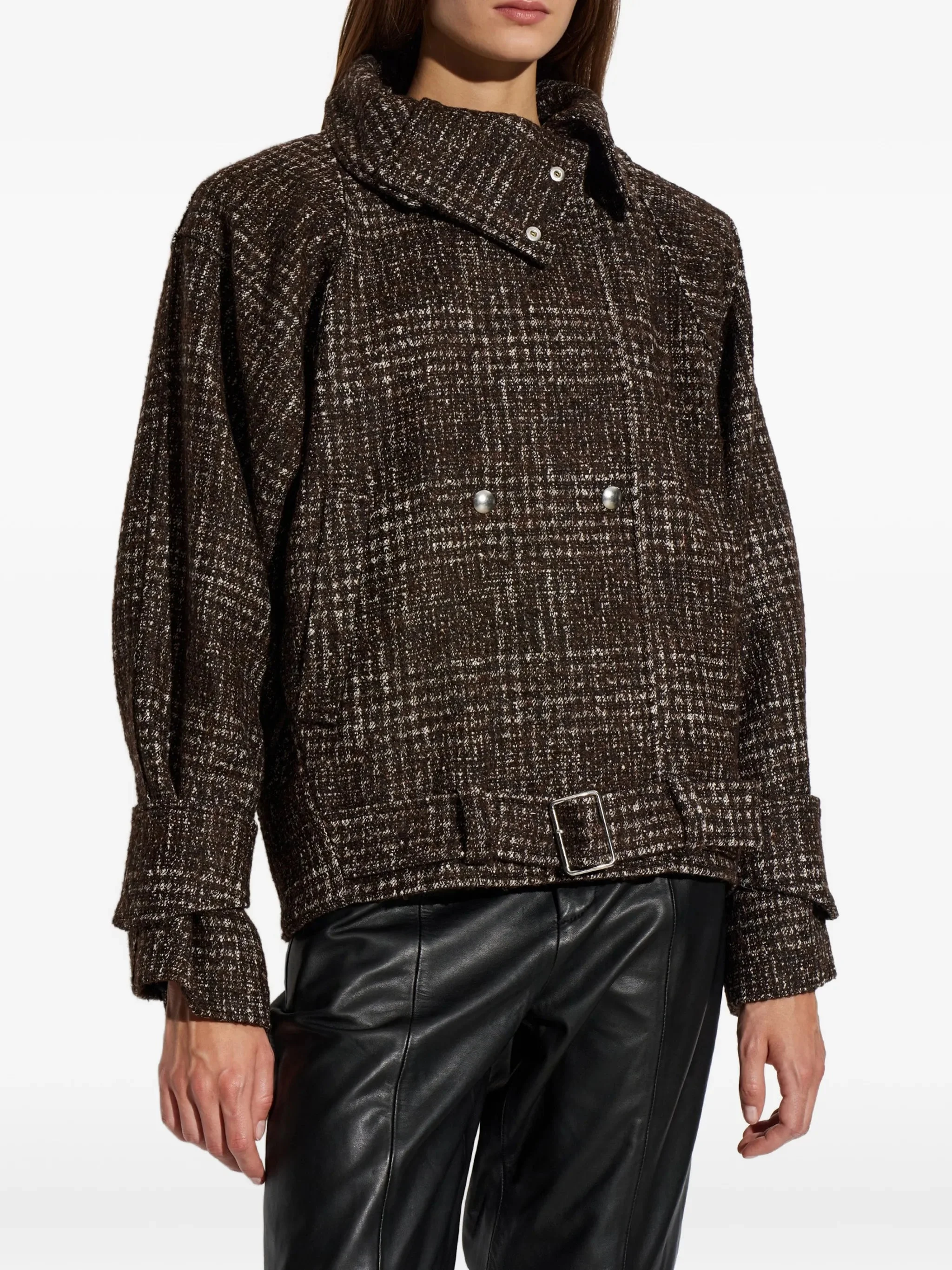 Iro Check-pattern Belted Jacket - 1