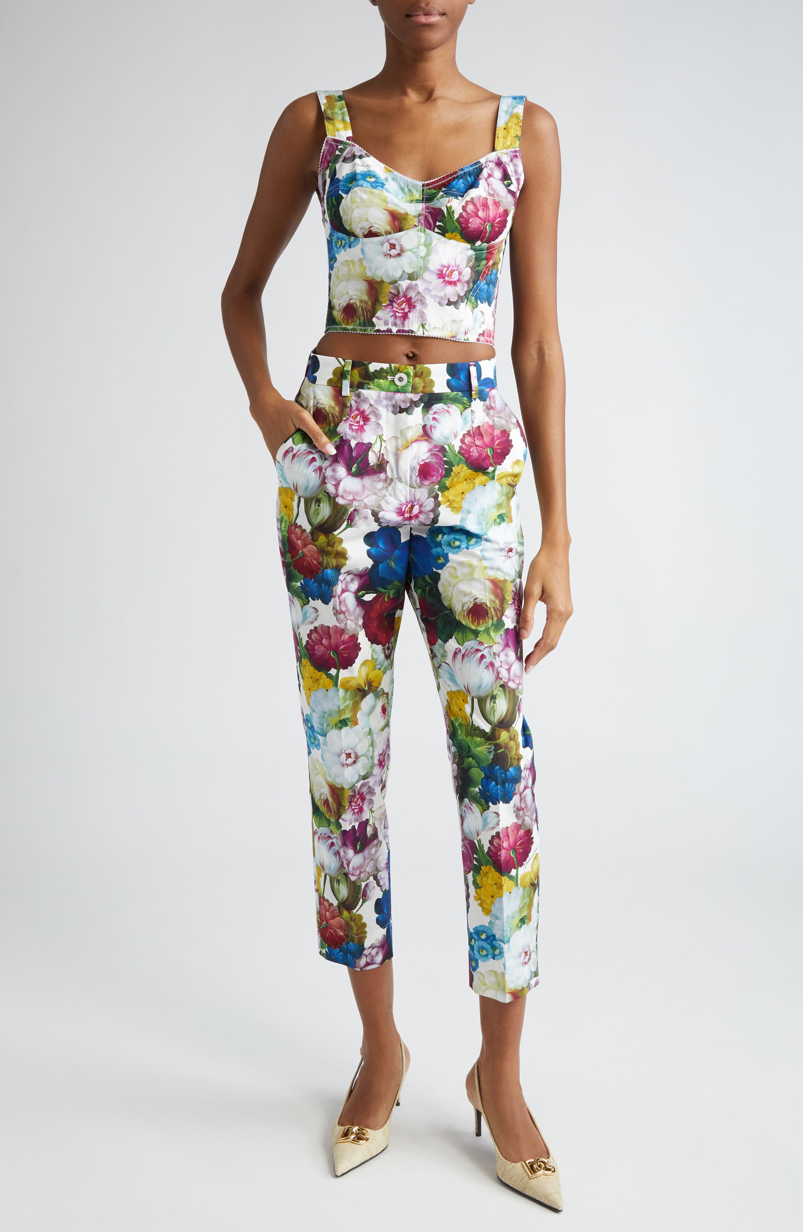 Floral Cotton Poplin Crop Trousers - 2