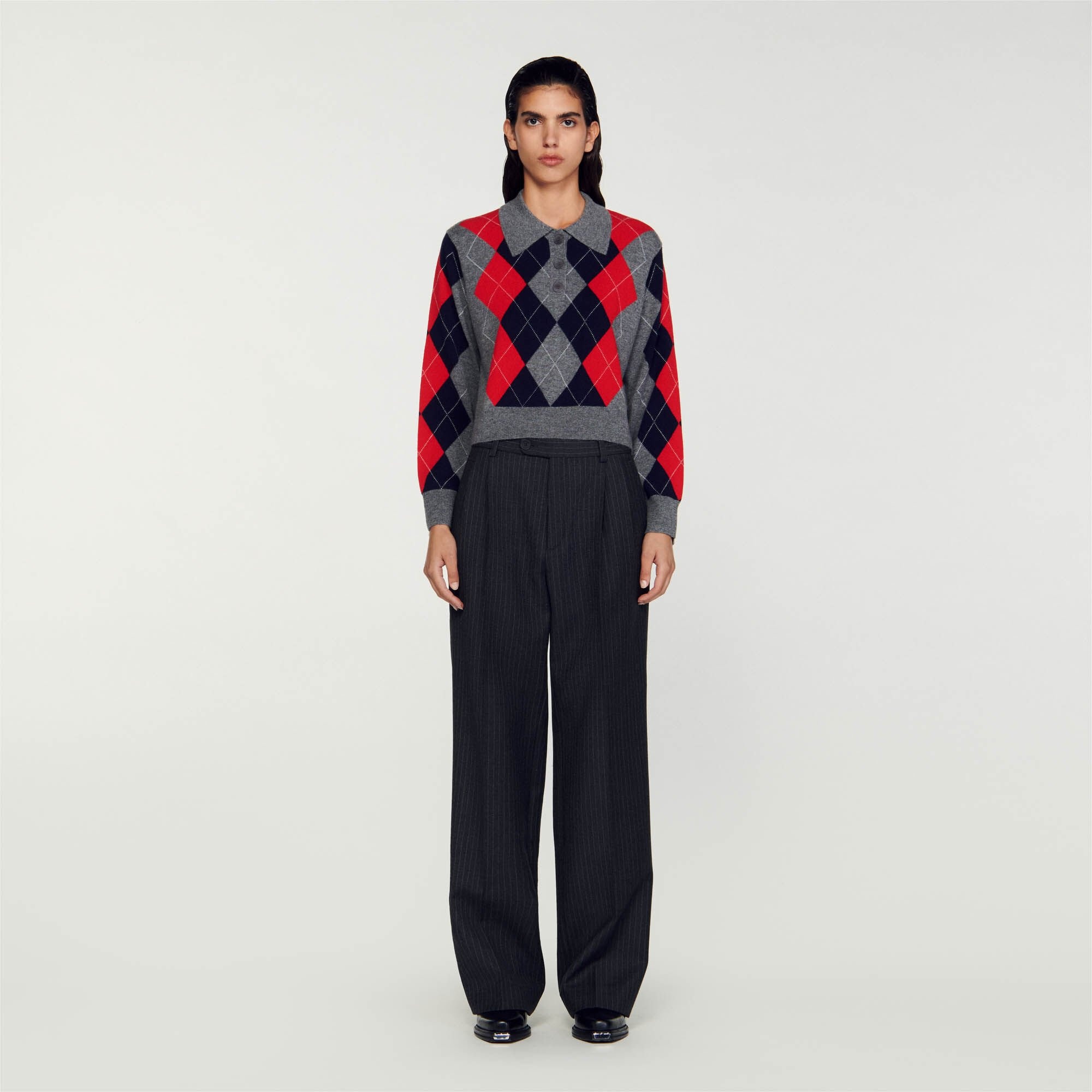 DIAMOND POLO NECK SWEATER - 3