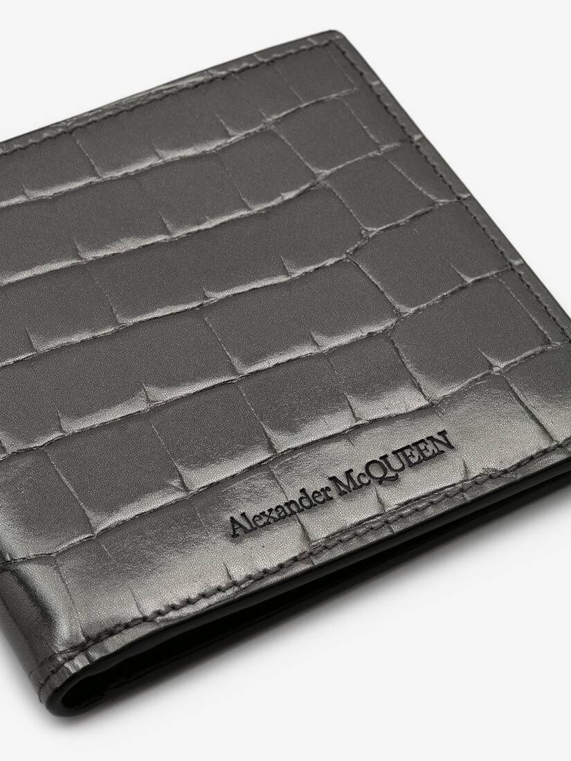 Embossed Croc Billfold Wallet in Graphite - 5