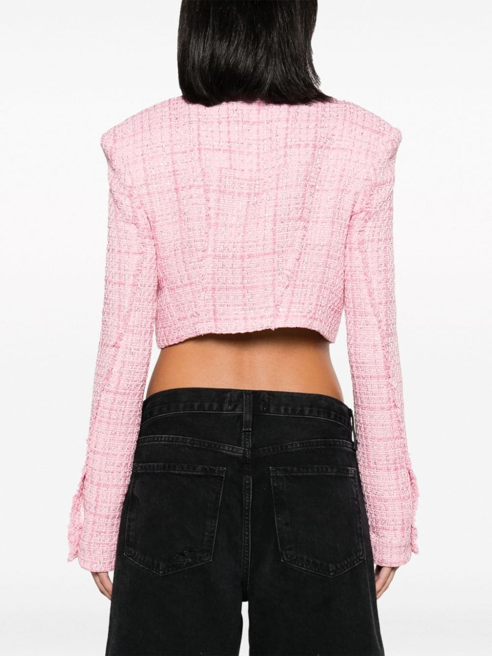 button-up cropped tweed jacket - 4