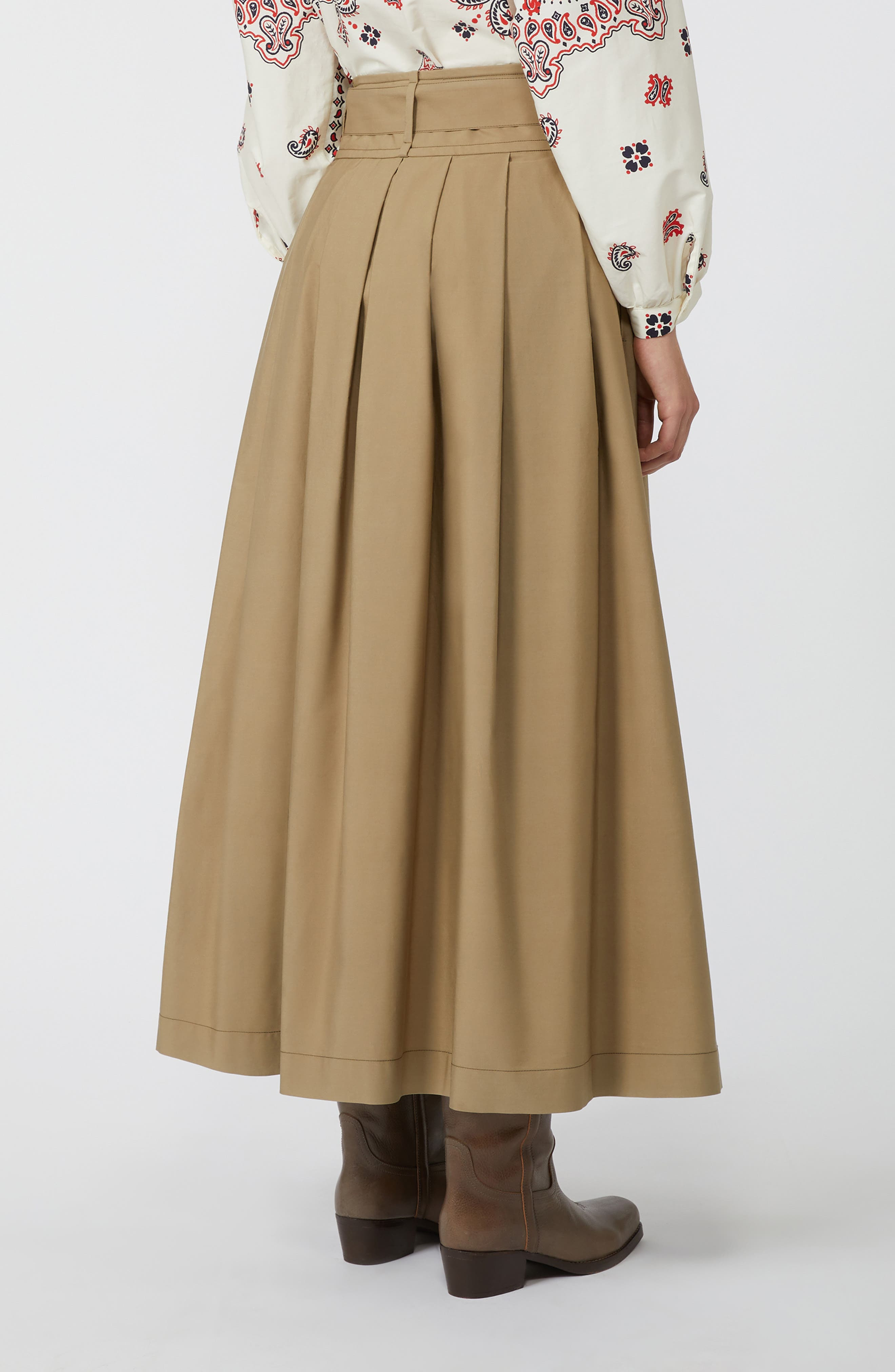 Weekend Max Mara Agiate Pleated Cotton Maxi Skirt in Desert at Nordstrom - 2