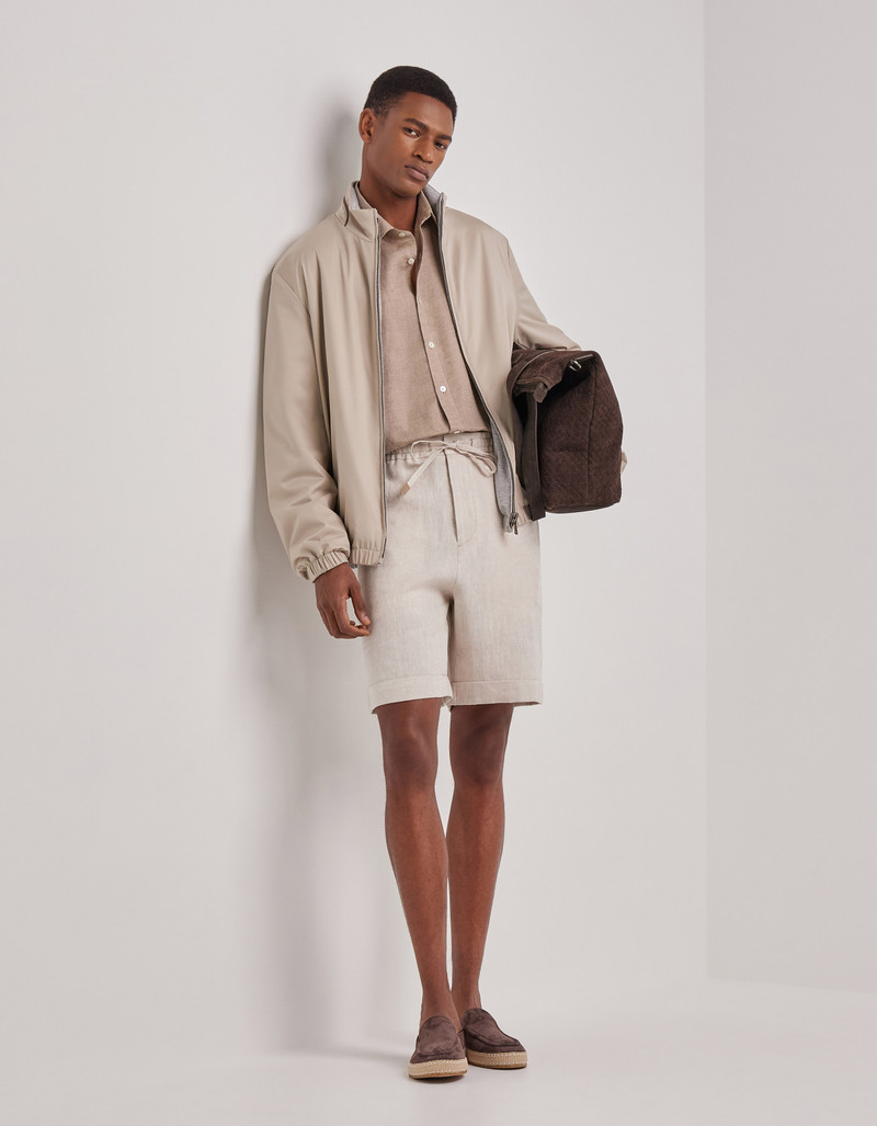 Canali NATURAL DRAWSTRING BERMUDA SHORTS WITH A REGULAR FIT IN PURE LINEN CANVAS outlook