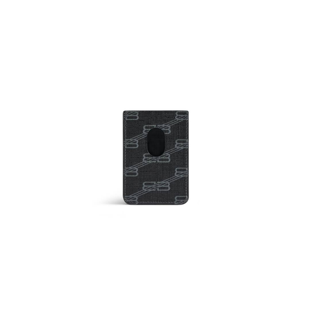 Men's Signature Magnet Card Holder Bb Monogram Coated Canvas  in Black/grey - 2