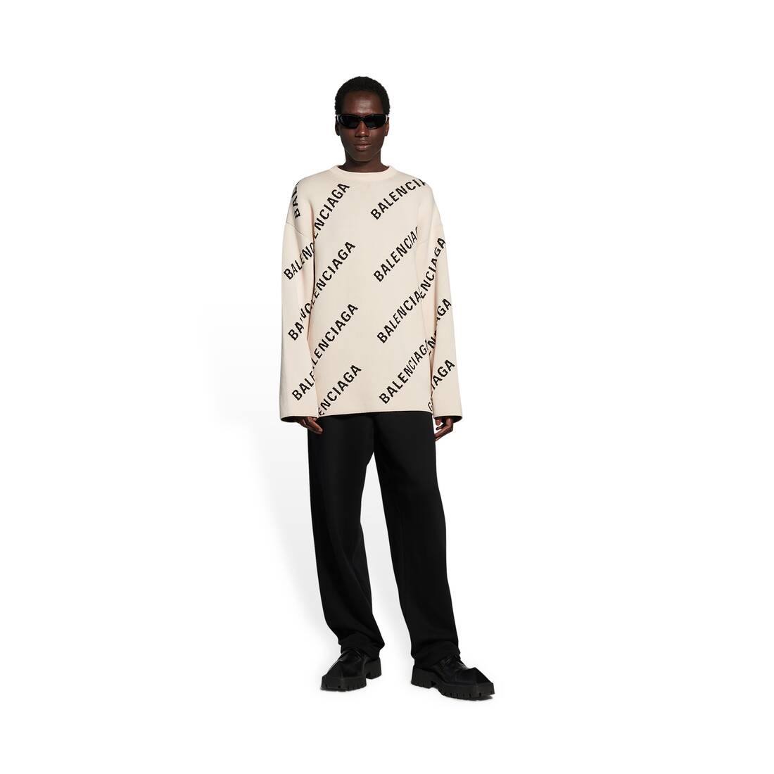 Men's Allover Logo Crewneck in White - 2