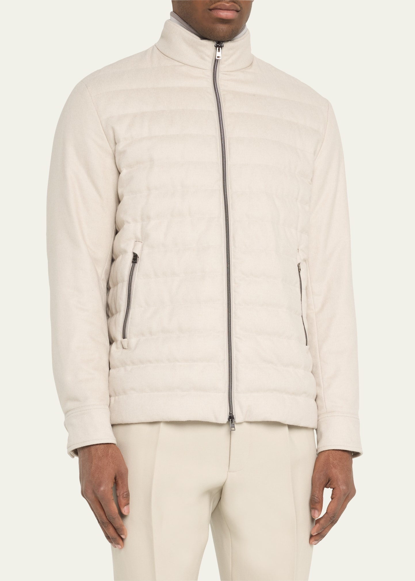 Men's Padded Silk-Cashmere Zip Jacket - 4