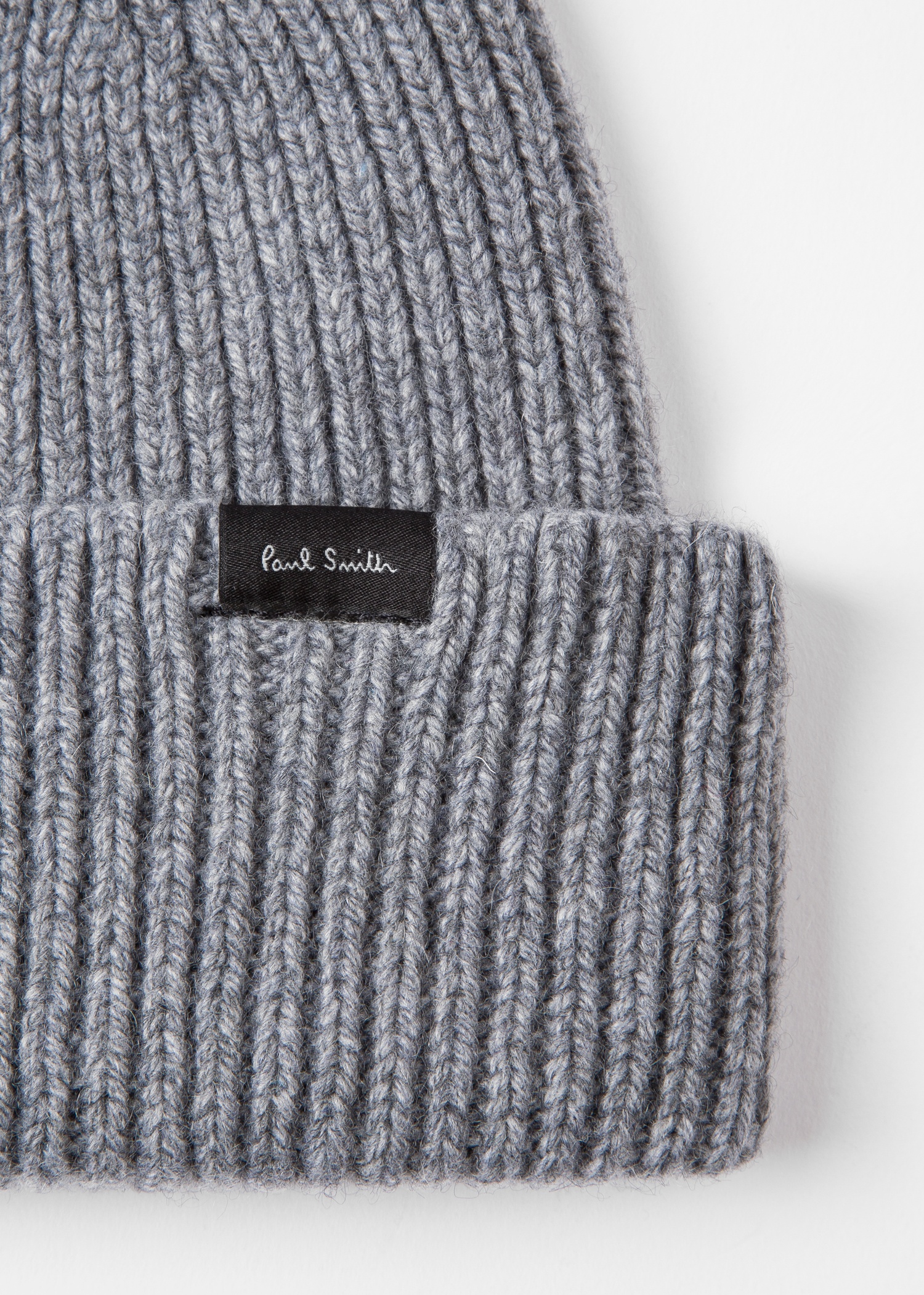 Grey Cashmere-Blend Ribbed Beanie Hat - 3